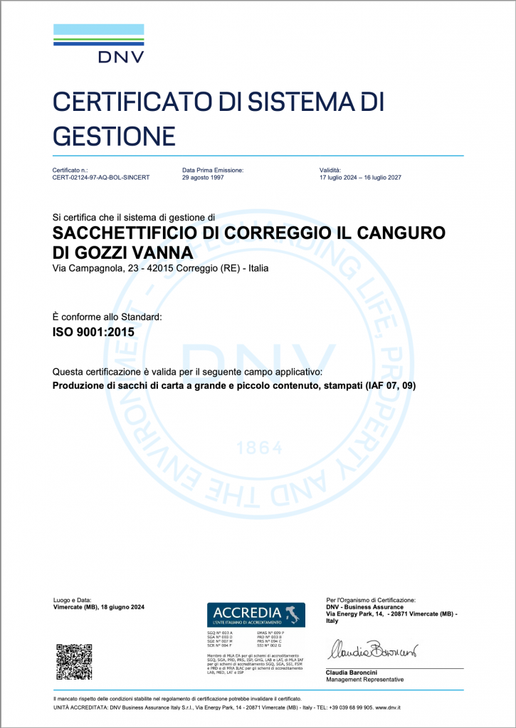 Certificato ISO 9001